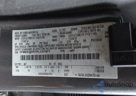 2023 Ford Bronco Wildtrak из США, поврежденный, VIN 1FMEE5DP7PLC01071